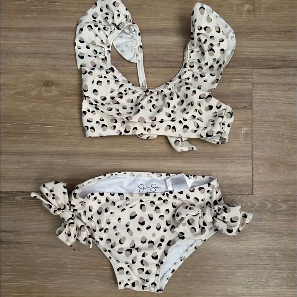 Jessica Simpson Cream and Black Animal Print Bikini
